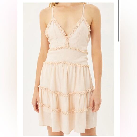 Ivory Ruffle Lined Babydoll Dress w/ Adj Straps Size M by Love Tree Boho/Hippie - Picture 1 of 13